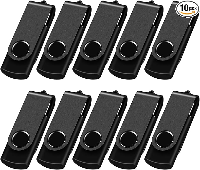 AreTop 8GB USB Flash Drive 10 Pack USB 2.0 Thumb Drives Memory Stick Swivel Jump Drive USB Stick for Storage and Backup (10 Pack 8GB, Black)