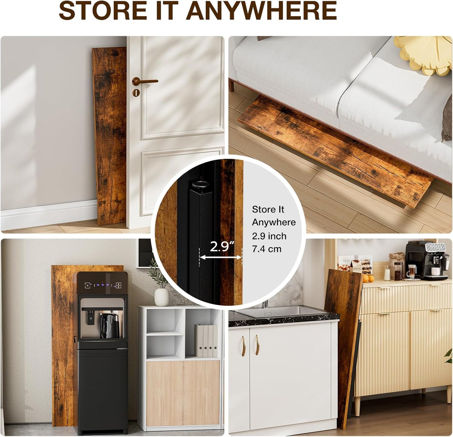 TEMI Small Computer Desk Folding Table - 43.3" Foldable Office Desk, No Assembly, Perfect for Small Spaces in Bedroom, Dorm, or Apartment, Portable Mini Desk or Study Table with Compact Design, Brown