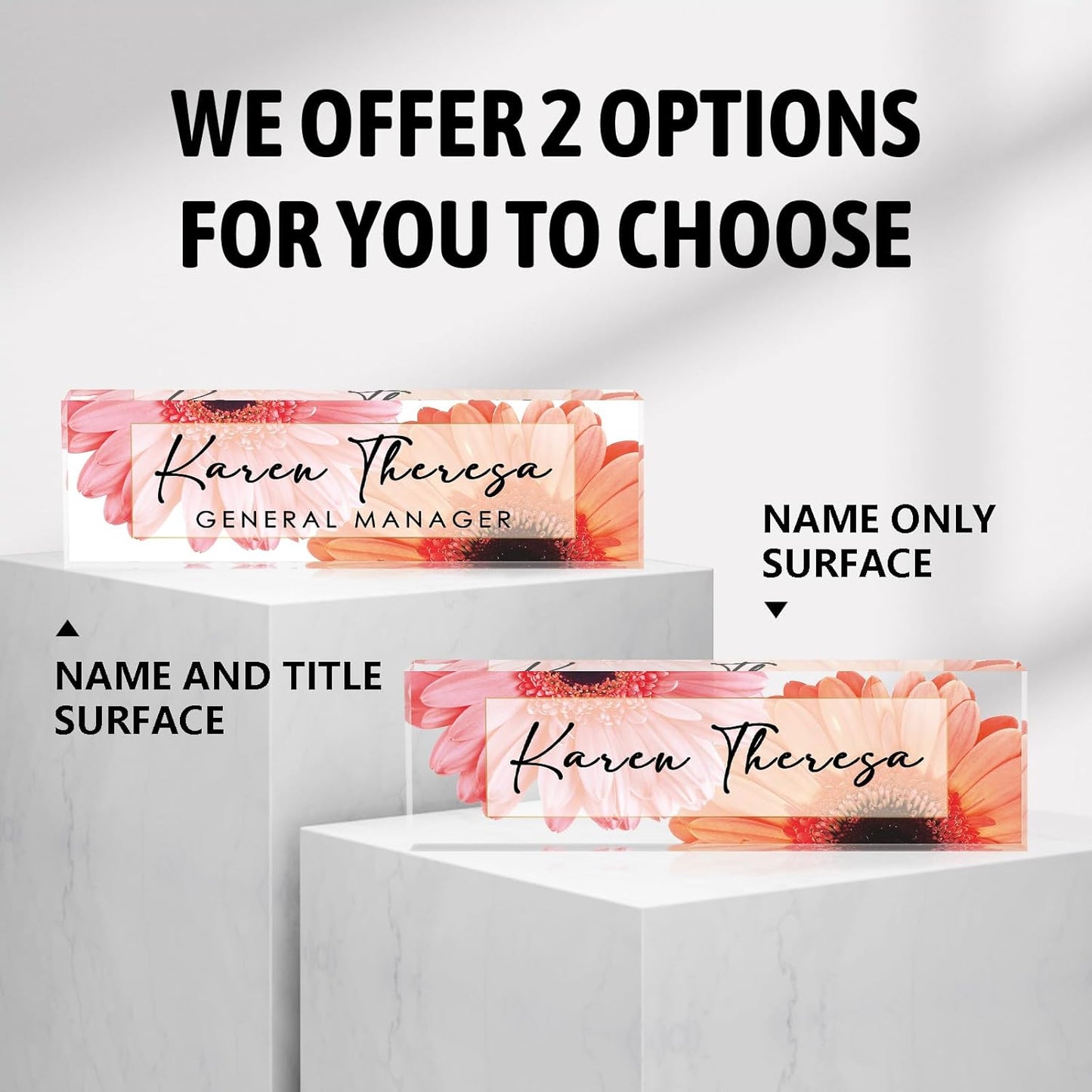 Custom Office Name Plate, Personalized Gifts for Women & Men, Appreciation Gifts for Employees, Boss, Teacher - Office Desk Accessory (African Daisy)