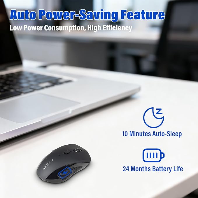 Wireless Bluetooth Multi-Purpose Mouse,DPI 4000,Portable Lightweight 2 OZ,Dual-mode 2.4GHz/BT3/BT5,Smart Power-Saving Mode For Laptop/Macbook/Computer,Ideal For Travel/Home/Office/Casual Gaming