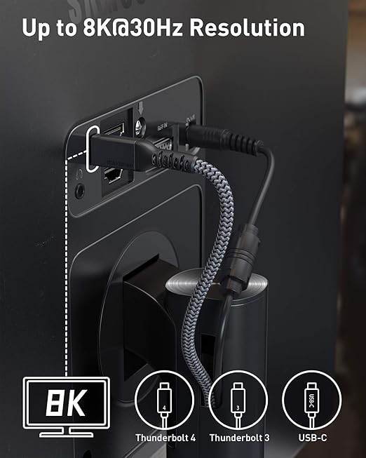 Maxonar 10FT Long Thunderbolt 4 Cable with 40Gbps Data Sync/240W Charging and 8K for Thunderbolt 4/3, USB4, and USB C Devices