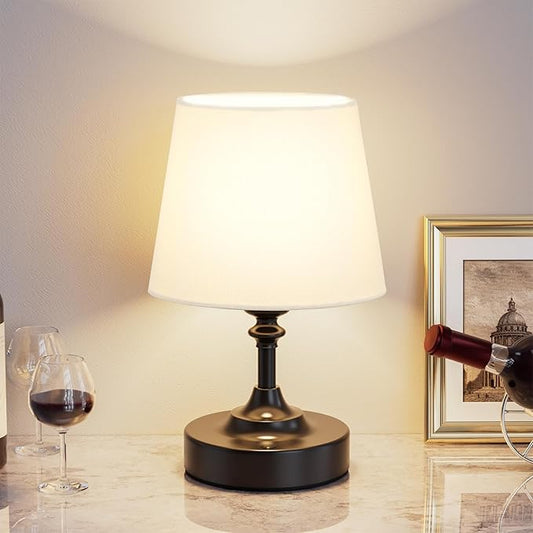 Kakanuo Mini Cordless Table Lamp Black - 1 Pack 4000mAH Battery Operated Lamp for Decor, 3000K Stepless Dimming Touch Control Rechargeable Lamp for Bedroom, Dining Table, Counter, Living Room