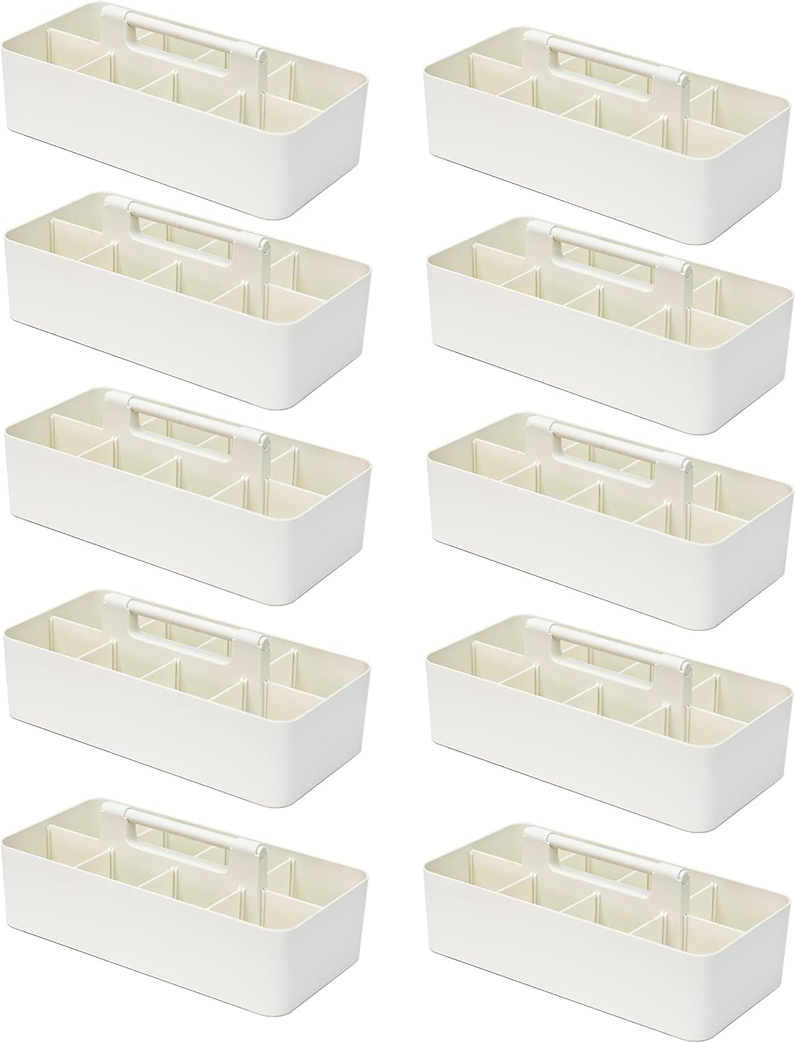 -Large Portable Caddy, DIY Dividers, 8 Compartments, School Office Supplies Home Business Organizer,Portable Basket with Handle Storage Organizer Modern Made in USA (10 PACK, Ivory)