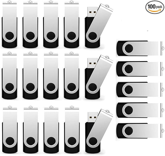 USB Flash Drive 2GB 100 Pack, Bulk USB 2.0 Flash Drives Thumb Drive Swivel Memory Stick Jump Drive Pen Drive,2 gig 100 Pieces