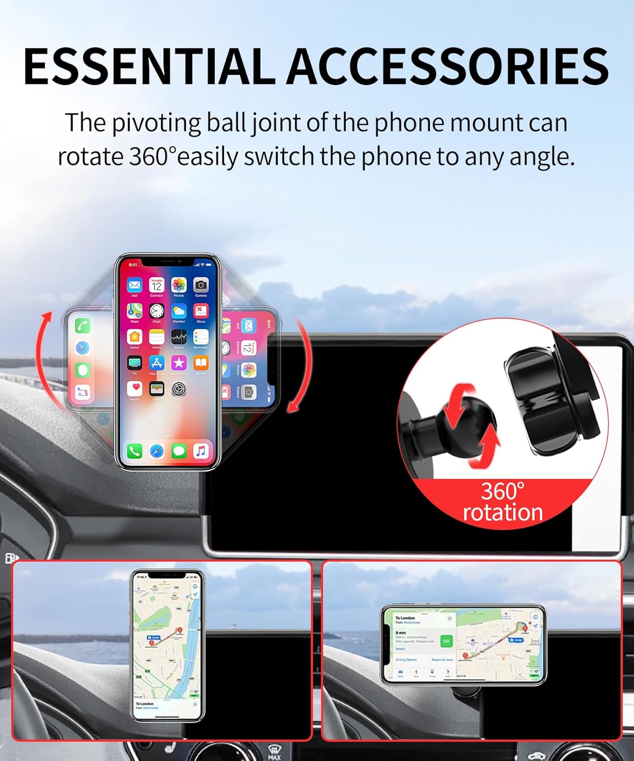 Car Phone Holder for 17-19 Audi A4&S4 / 2018-2020 Q5&SQ5 / 18-19 Audi A5&S5&RS5 Accessories 8.3-inch Screen Fixed Clip, Phone Mount Compatible with MagSafe, 360° Rotation Cell Phone Holder