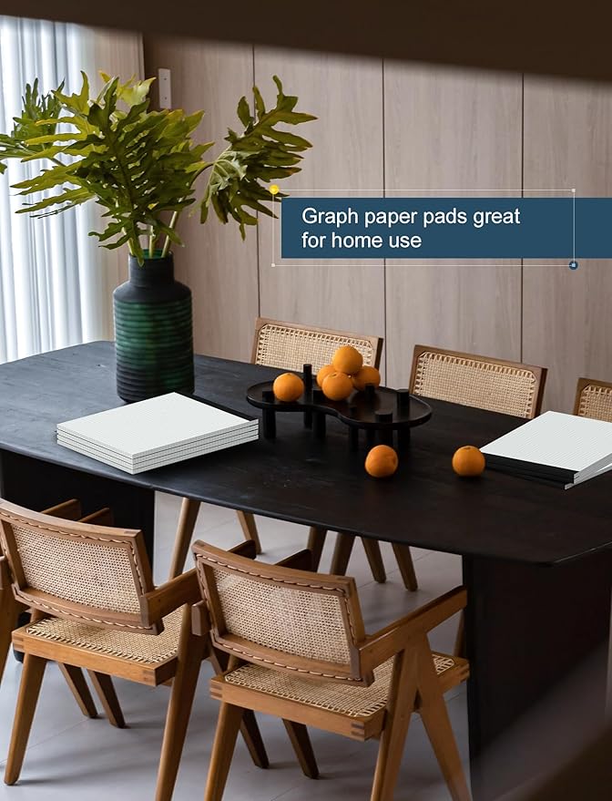 Graph Paper Pad 8.5 x 11, 2 Pack, 4x4 Graph Ruled, Grid Paper Pad 8-1/2" x 11", Blueprint Quadrille Pad, Easy Tears Off, Grid Pad Notebook 8.5 x 11, White 70 GSM Graft Paper, 30 Sheets/Pad