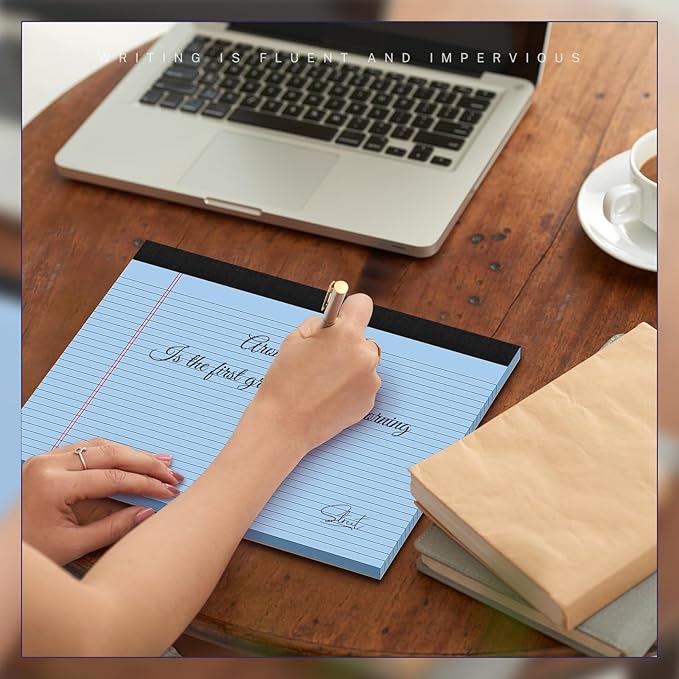 3 Pack Wide Legal Pads 11" x 9.5" (Landscape Format) Pink Purple Blue College Ruled Note Pad Narrow Ruled 30 Sheets per Notepad Perforated Writing Paper with Thick Backboard Horizontal Pads of Paper