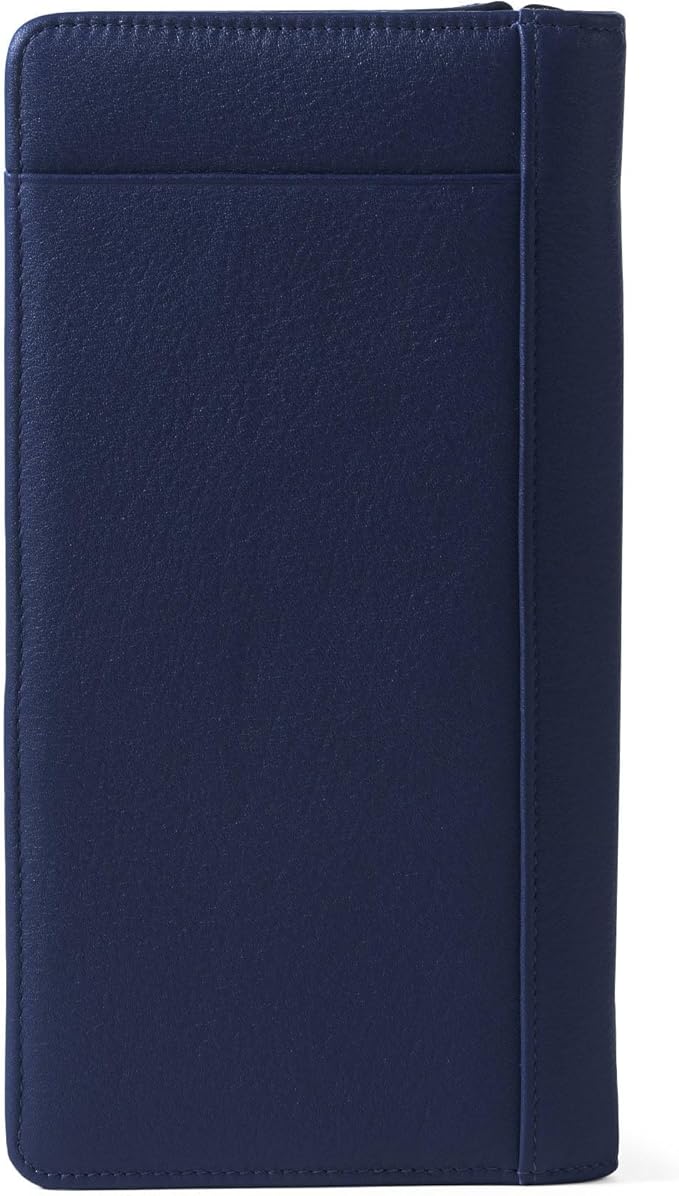 Leatherology Navy Blue Travel Zip Organizer Wallet, Passport Holder, RFID Available, Full Grain Leather