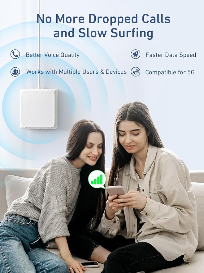 Cell Phone Signal Booster for Home | Boosts 4G LTE & 5G on Band 2/4/5/12/13/17/25 | Up to 4,500 Sq Ft for Verizon AT&T and All U.S. Carriers | APP Online Support | FCC Approved