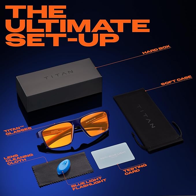Titan Gaming Glasses, Anti Blue Light Glasses Men, UV400 Protection Blue Light Blocking Glasses for Computer Eye Strain