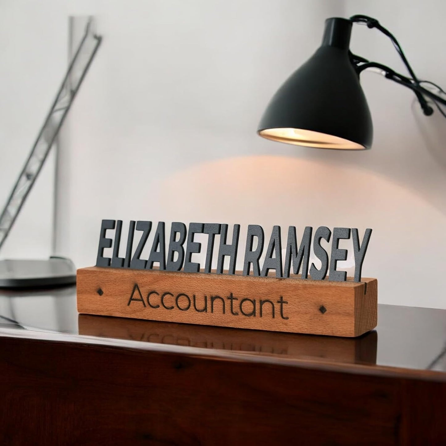 Custom Wooden Desk Name Plate with Natural Stand – Personalized Office Sign for Desk, Business Name Tag, Teacher Gift, Office Decor, Graduation or Co-Worker Gift