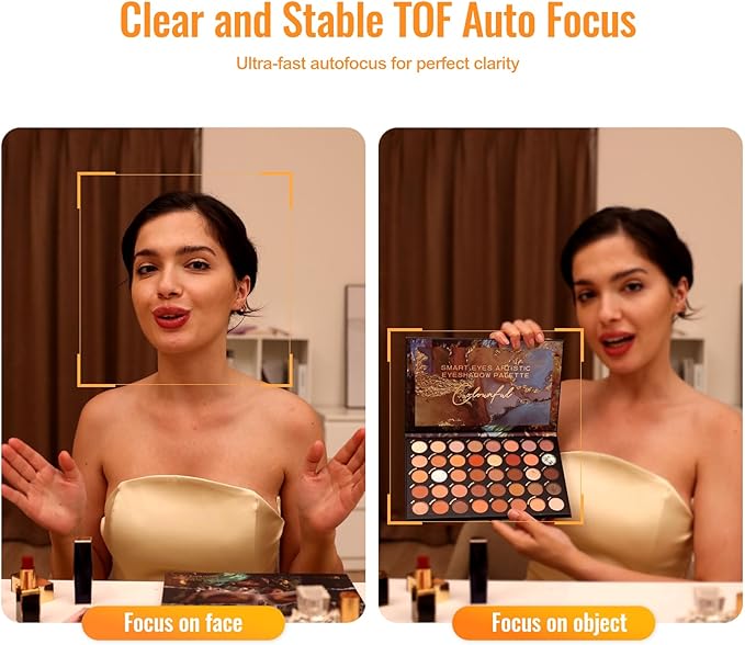 Angetube 4K Webcam with Light for PC: UHD 4K, TOF Auto Focus, Dual AI Noise-Cancelling Mics, 1080p@60FPS, USB Streaming Webcam w/Privacy Cover for Laptop/Mac/Desktop/PC Work w/Zoom/Teams/Google Meet