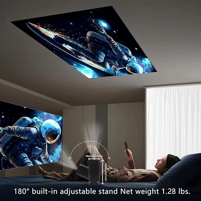 E110 Projector, Android 11, Portable Projector with WiFi 6 and Bluetooth, Electric Focus, Full HD 1080P, Compatible with HDMI/USB/AV/Smartphone/TV Box/Laptop