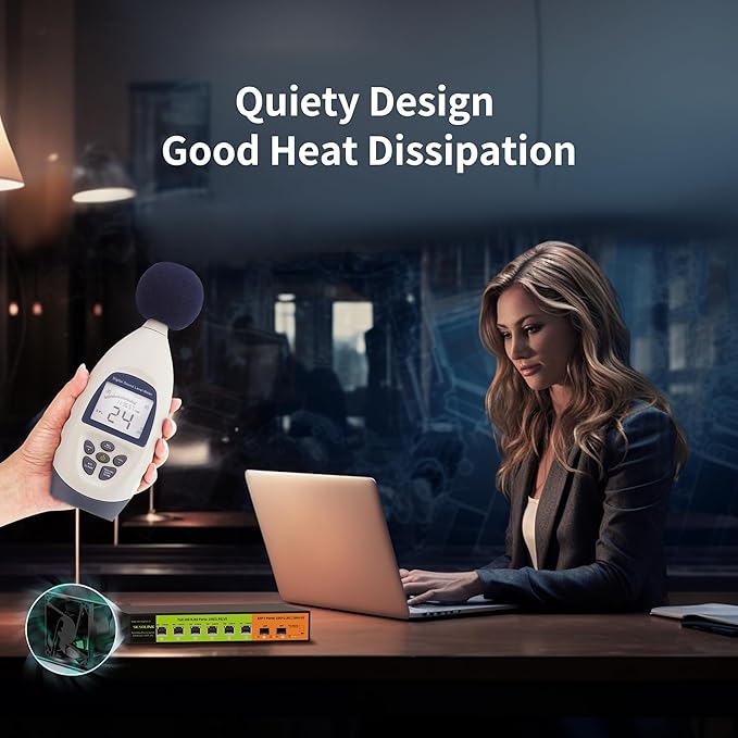 10GB Switch 8 Port Unmanaged with 6*10g RJ45 Ports, 2*10g SFP+ Ports,10Gbe Network Switch, Desktop or 19-inch Rack Mount, Plug and Play, Suitable for 10GB NAS and Gaming PC. (8 Port 10gb Switch)