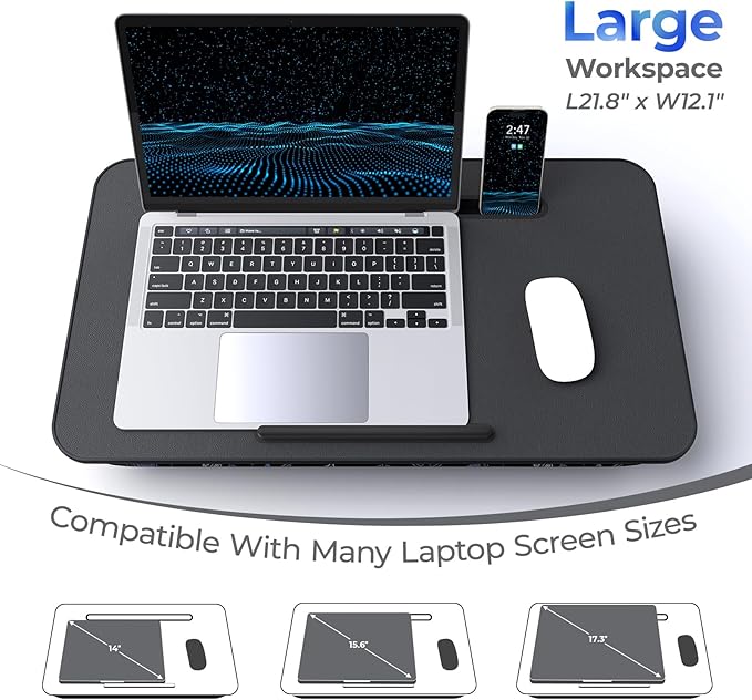 Lap Desk - Portable Laptop Stand & Stand, Fits Up to 17.3 in, Washable Cushion, Built-in Phone Holder & Mouse Pad - Gaming, Eating, Writing, Working on Bed, Couch,Floor - L.DOCTOR(Large, Gaming Accs)