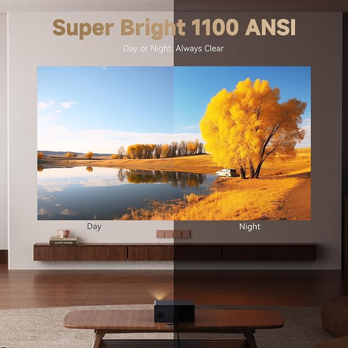 Google TV Projector 4K Supported, Wanbo X5 Pro 1100 ANSI Smart Projector with WiFi and Bluetooth, Outdoor & Home Movie Proyector, Auto Focus & Keystone, 26dB Quiet, HDMI 2.0, Voice Control, HDR10