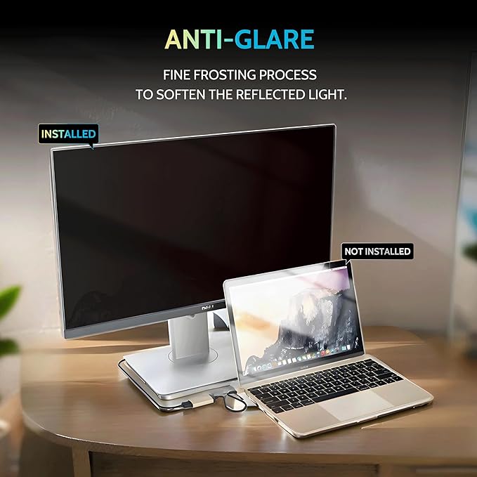 [2 Pack] 25 Inch Privacy Screen for Computer Monitor 16:9 Aspect Ratio, Eye Protection Anti Blue Light Glare Shield, 25inch Removable Black Blackout Anti Spy Desktop Security Private Filter