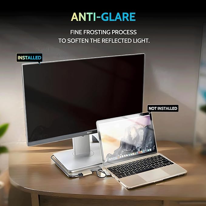 [2 Pack] 18.5 Inch Privacy Screen for Computer Monitor 16:9 Aspect Ratio, Eye Protection Anti Blue Light Glare Shield, 18.5inch Removable Black Blackout Anti Spy Desktop Security Private Filter