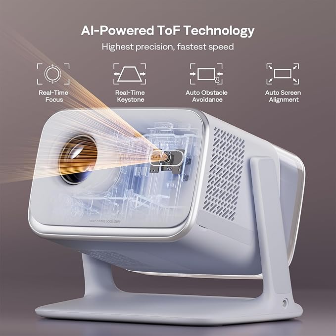 Aurzen BOOM mini Google TV 4K Supported Smart Projector with WiFi and Bluetooth, Outdoor & Home Movie Projector with 20W Speakers DoIby Audio, Real-Time Focus & Keystone, 500 ANSI Lumens, Blue