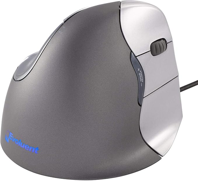 Evoluent – World's Original Vertical Mouse, Wired Ergonomic Mouse for Right Hand, Medium to Large, Helps with Carpal Tunnel and Wrist Strain, Customizable 6 Buttons, 4 Speed Settings, Comfortable Grip