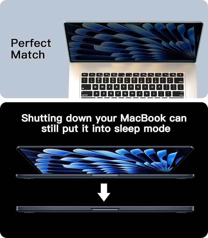 PYS Magnetic Privacy Screen for MacBook Air 15.3 Inch (2025/2024/2023, M4, M3, M2 Chip) - Removable Anti-Glare Protector with Camera Cover Slide, Anti-Blue Light Filter for Mac Air 15.3" Laptop