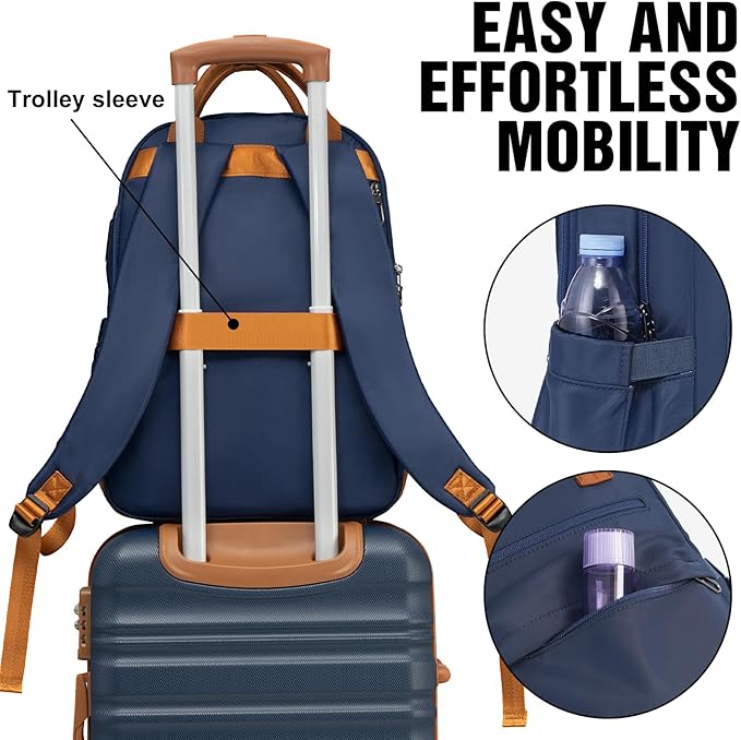 LONG VACATION Carry On Luggage Sets 3 Piece 20 Inch Suitcase Set, ABS+PC Hardshell Lightweight Travel Luggage with Spinner Wheels & YKK Zipper TSA Lock (20 INCH (BP/TB), NAVY)