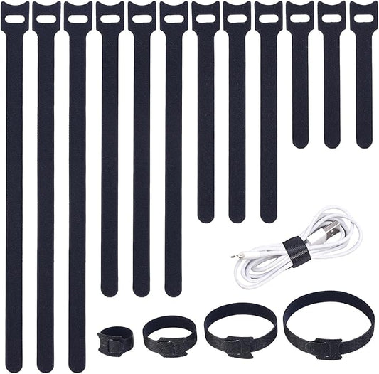 200PCS Reusable Cable Ties Wire Ties Cord Organizer Cable Organizer Adjustable Cable Management Black 4+6+8+10 inch