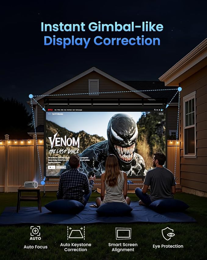 JMGO PicoPlay 1080P Smart Portable Projector with Portable Power Bank Tripod