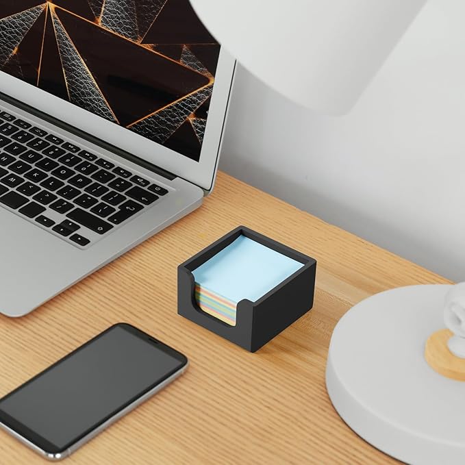 Sticky Note Holder, Post It Note Dispenser for Office Desk Accessories, Self Stick Note Pad Holder, Memo Pad Holder Dispenser Organizer for School Office Desk Supplies, Black