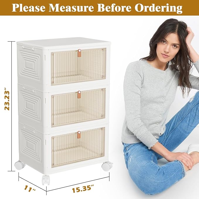 23Qt Plastic Storage Bins with Lids 3 Tier, Stackable for Storage, Boxes Lids, Containers, Multifunctional Folding Bedroom, Living Room, Study, Toy White