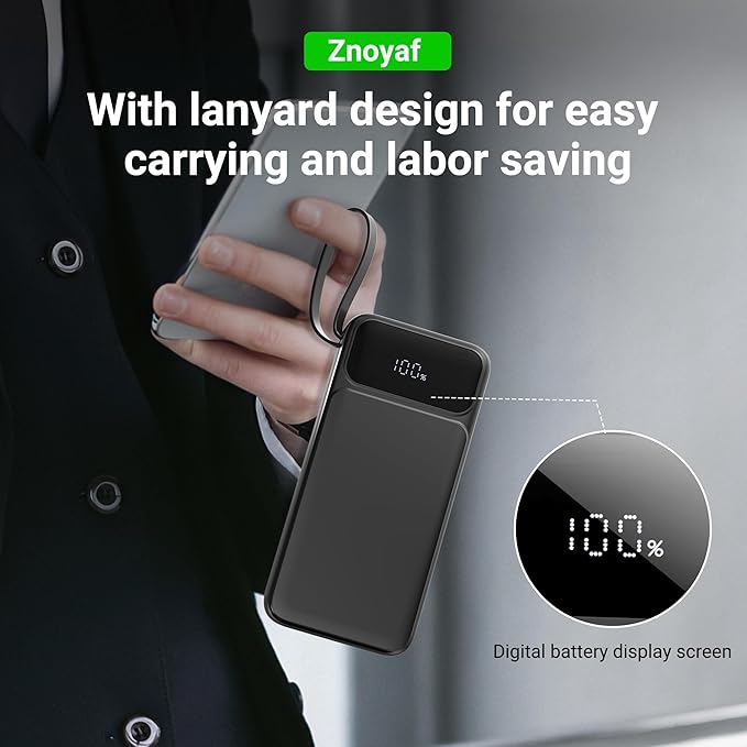 Portable Charger Power Bank 50000mAh- 7 Outputs & 3 Inputs USB-C PD 22.5W Fast Charging Powerbank Battery Pack with Built-in Cables and Ports LED Display for iPhone 16 15 14 13 Samsung Android iPad