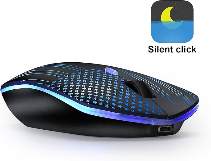 Rechargeable Wireless Mouse, Backlit Powered by Li-Polymer Battery, Optical Sensor, Nano USB Receiver,3 Stages DPI Speed, 4 Buttons for PC, Laptop, Tablet, MacBook etc. (Flag Illuminating)