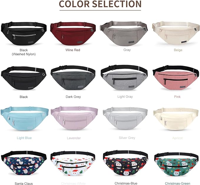 MAXTOP Large Crossbody Fanny Pack with 4-Zipper Pockets,Gifts for Enjoy Sports Festival Workout Traveling Running Casual Hands-Free Wallets Waist Pack Phone Bag Carrying All Phones