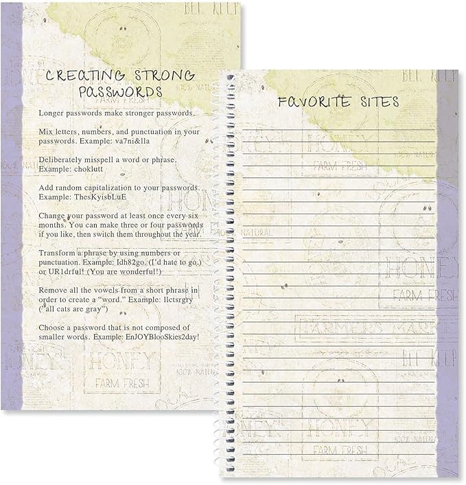 Current Wildflower Sanctuary Password & PIN Keeper Book, 94 Pages, 5” x 8.5” Size Spiral Bound, Soft Cover Internet Organizer for Offline Website, Login, & Username Storage