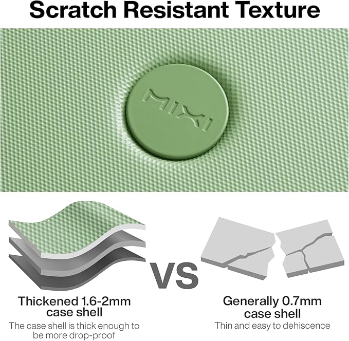 mixi Upgrade Luggage Suitcases with Spinner Wheels, Hardside Rolling Suitcase PC with TSA Lock Travel Case 24in Checked in, Fine Grid Avocado Green