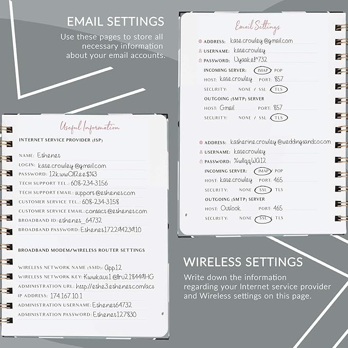 PLANBERRY Password Book Premium – Alphabetized Internet Address Organizer with A-Z Tabs – Website & Computer Password Keeper with Alphabetical Tabs – 6.2x7.7″, Hardcover (Emerald)