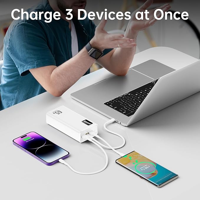 50000mAh Power Bank 65W, Portable Charger,External Battery Pack for Outdoor Camping, Home & Office. Emergency Back-up Power for Smartphones, Tablets and Laptop