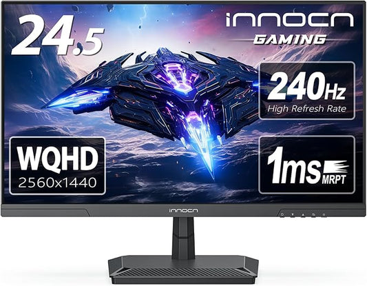 INNOCN 24.5" Gaming Monitor 1440p 240Hz QHD 2K PC Desktop Gaming Fast IPS HDMI 2.1 Display, DisplayPort, 1ms, Built-in Speaker, 25G2S