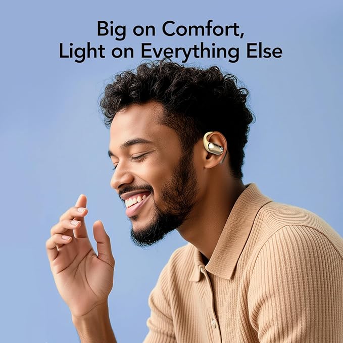 Mfish Open-Ear Headphones, Open-Ear-Earbuds Wireless Bluetooth, Waterproof Bone Conduction Over-The-Ear Headphones, Impactful Sound with Adaptive Bass Boost, Comfortable Fit Running Headphones, Yellow