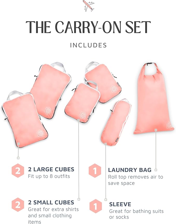 Compression Packing Cubes Set for Travel - Lightweight, Durable Clothes Organizer for Carry-On Luggage and Suitcases by TRIPPED Travel Gear