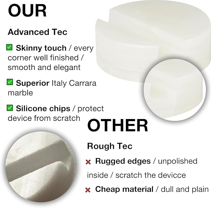 Luxury Marble Cell Marble Phone Stand, Phone Holder for Cellphone Tablet On Office Desk,Kitchen,Countertop, Nightstand,Round, Pearly Onyx