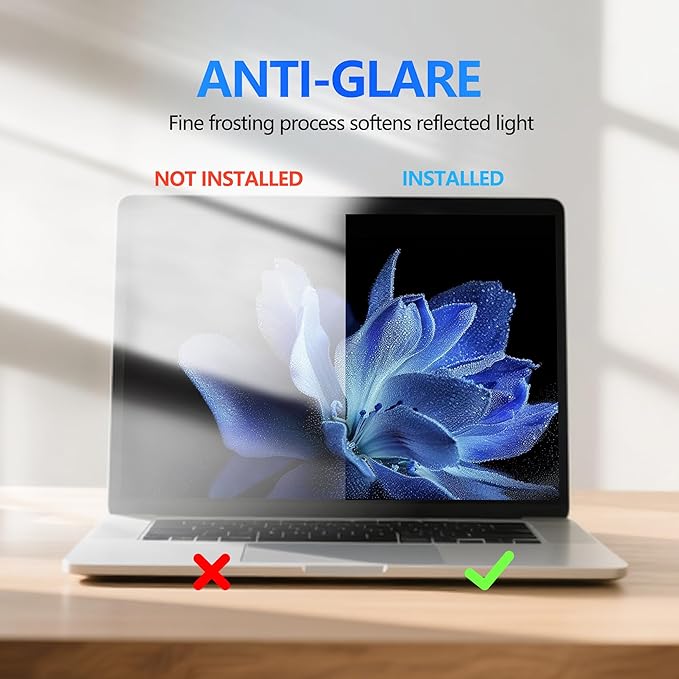 4-Way Laptop Privacy Screen Shield 13.3 Inch, Removable 16:9 Aspect 360° Privacy Filter Screen Protector for 13.3 Inch Laptop Computer, Anti Glare Blue Light Slide Mount Tabs Cover for Generic Laptop