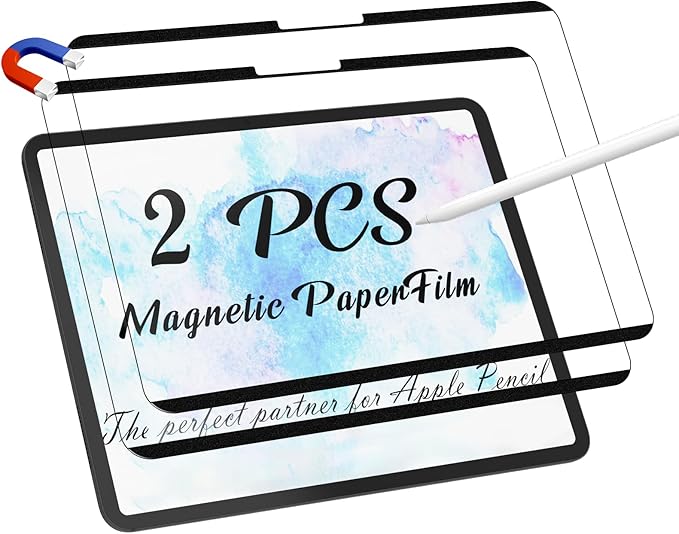 2 Pack Magnetic Paperfilm for iPad Pro 13 Inch 7th (2024, M4), Feel Like Writing Drawing On Paper, Matte Removable Anti Glare Fingerprint Screen Protector Blue Light Filter