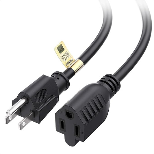 [UL Listed] Cable Matters 16 AWG Heavy Duty 13A Power Extension Cord - 25ft, 3 Prong Power Cord Extension, NEMA 5-15P to NEMA 5-15R, Black