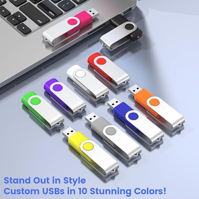 ABLAZE Personalized USB 8GB Flash Drive 10 Pack, USB 2.0 Custom Thumb Drives Personalized Pendrive Memory Stick (Mixcolors)