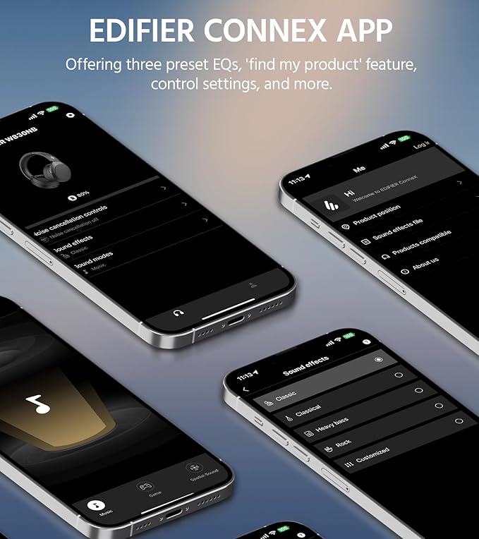 Edifier W830NB Wireless Over Ear Headphones with -45dB Active Noise Cancelling, 94H Playtime, LDAC Hi-Res Sound, Spatial Audio, Fast Charging, Multipoint Connection, Bluetooth V5.4 - Black