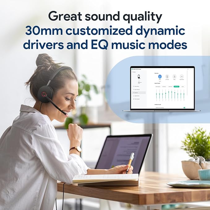 Yealink UH48 ANC Wired Headset with Microphone, Active Noise Cancelling USB Headphones for PC, MS Teams Certified Works with All Other Call Platforms, All Day Comfort, Mute Button