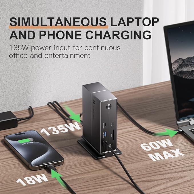 VENTION 8K 14-in-1 Thunderbolt 4 Docking Station Triple Monitors with 135W Power Adapter 40Gbps USB-C Docking Station for MacBook Pro/Air, Thunderbolt 4/3 Windows PC (8K HDMI DP, 3xUSB 3.2, Ethernet)