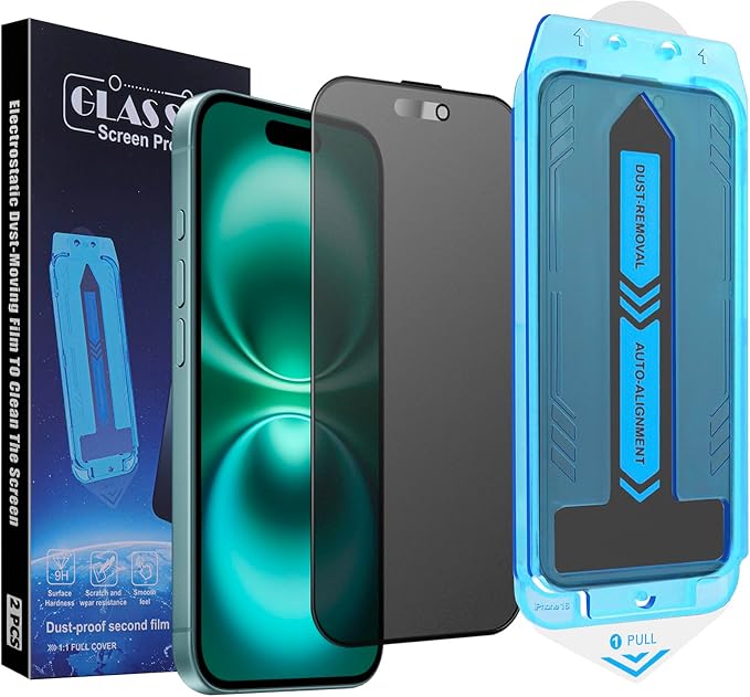 2-Pack Matte Privacy Screen Protector for iPhone 14 Pro/iPhone 15 / iPhone 16, Anti-Glare Display Filter, No Bubbles, High Definition Clear, Easy Installation