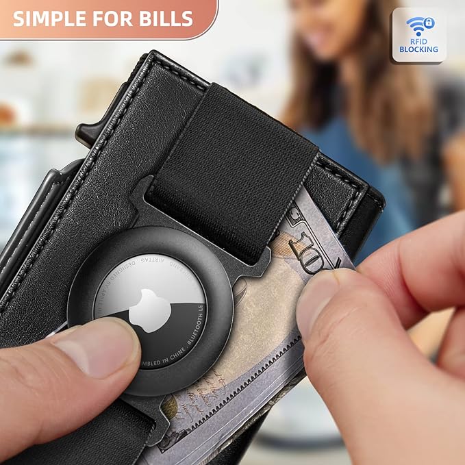 BULLIANT Men Airtag Wallet,Slim Front Pocket Wallet Money Clip for Men Gift 3.8"x2.7",Pop-up Access